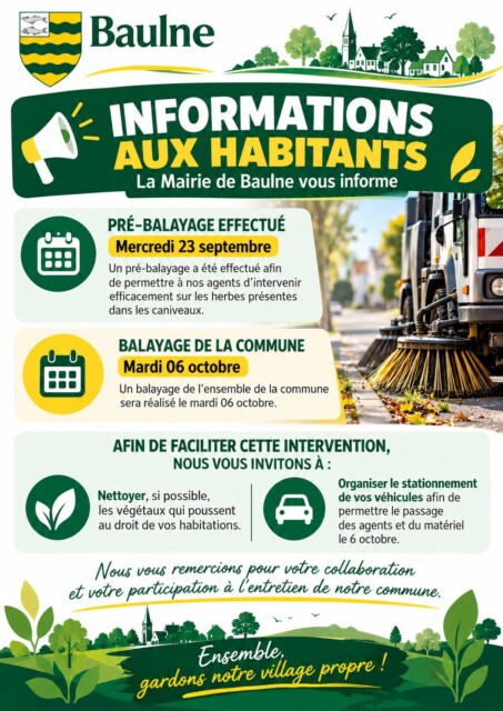 🧹 OPÉRATION BALAYAGE DE LA COMMUNE