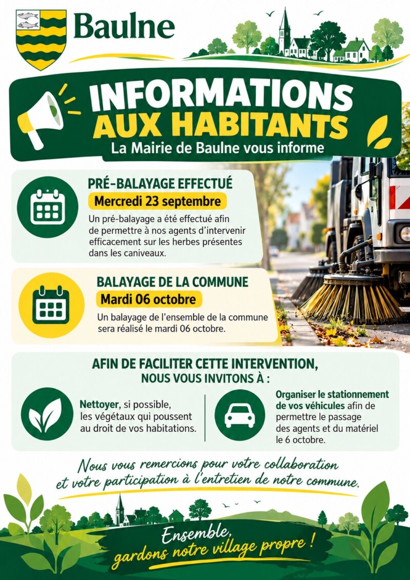 🧹 OPÉRATION BALAYAGE DE LA COMMUNE