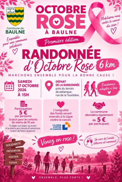 🎀 OCTOBRE ROSE À BAULNE : TOUS EN ROSE ! 🎀